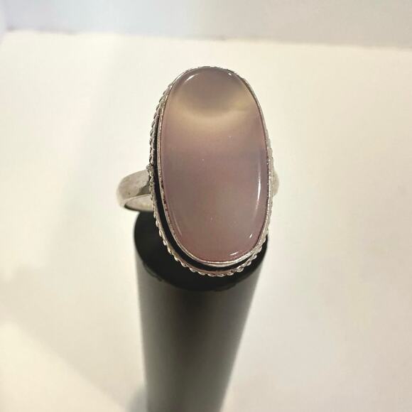 💕 Oriental agate gemstone ring silver overlay size 8.5 handmade - Picture 1 of 5